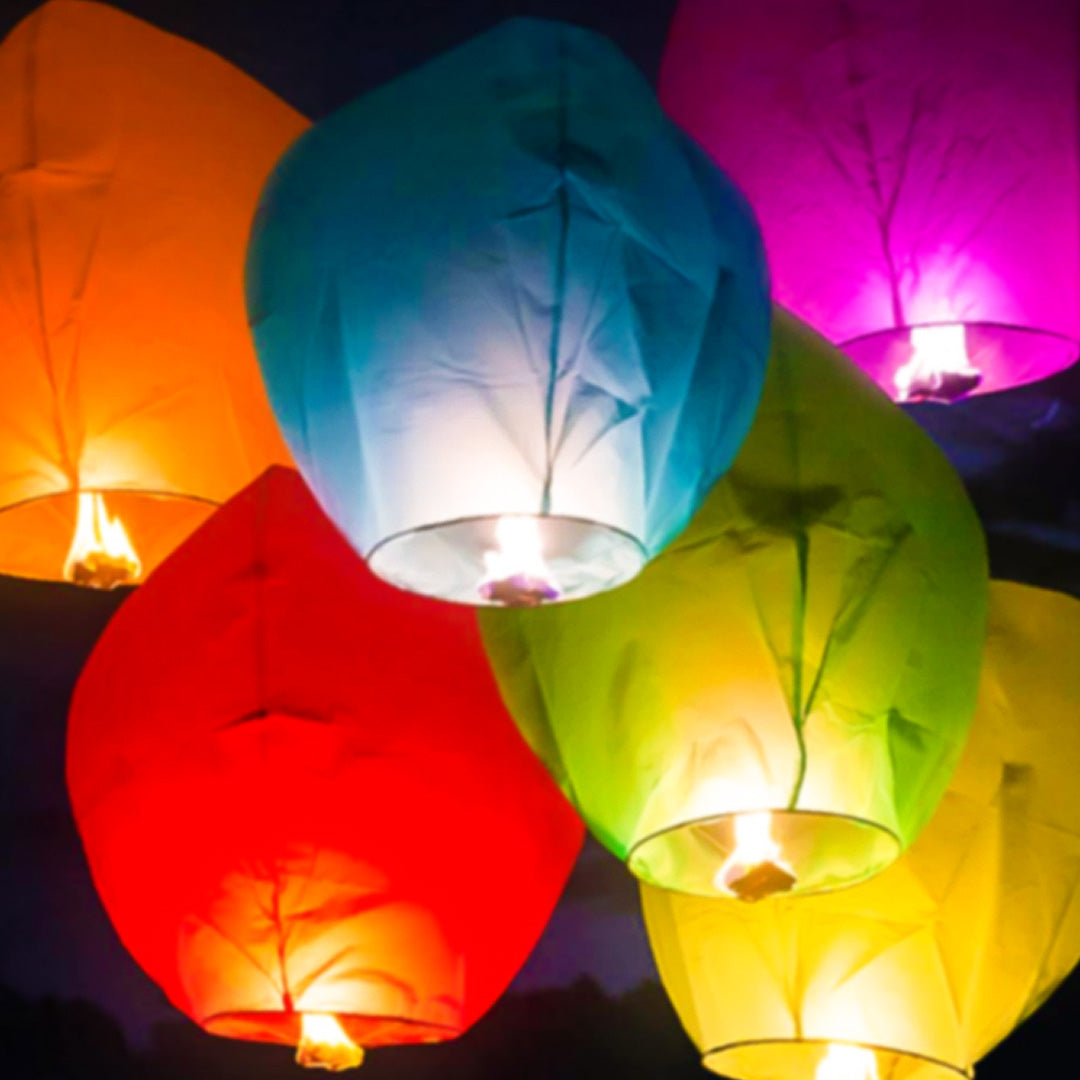 Set of 6 Sky Lanterns | Chinese Flying Wish Lanterns for Memorable Outdoor Moments