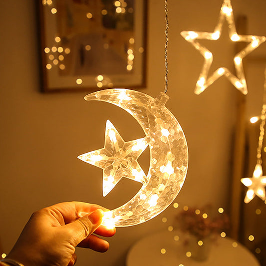 Star Moon Curtain String Lights