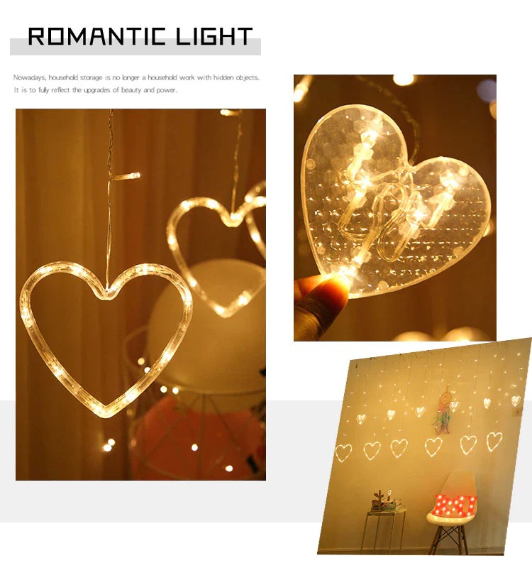 LED Heart Curtain Light