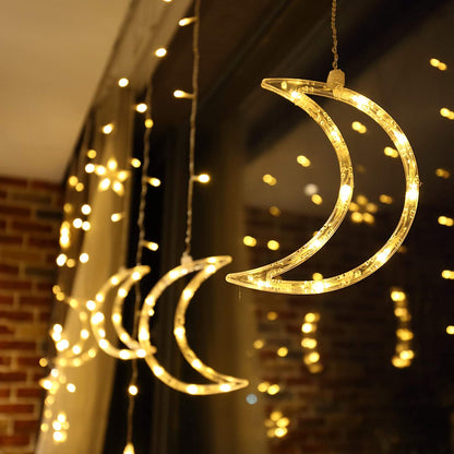 Star Moon Curtain String Lights