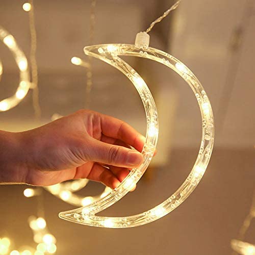 Star Moon Curtain String Lights